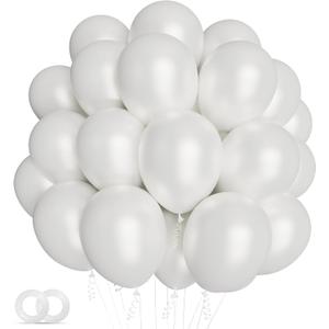 100pcs Pearl White Balloons 12 inch White Latex Party Balloons for Wedding Engagement Bridal Baby Shower Birthday Anniversary Party Decorations