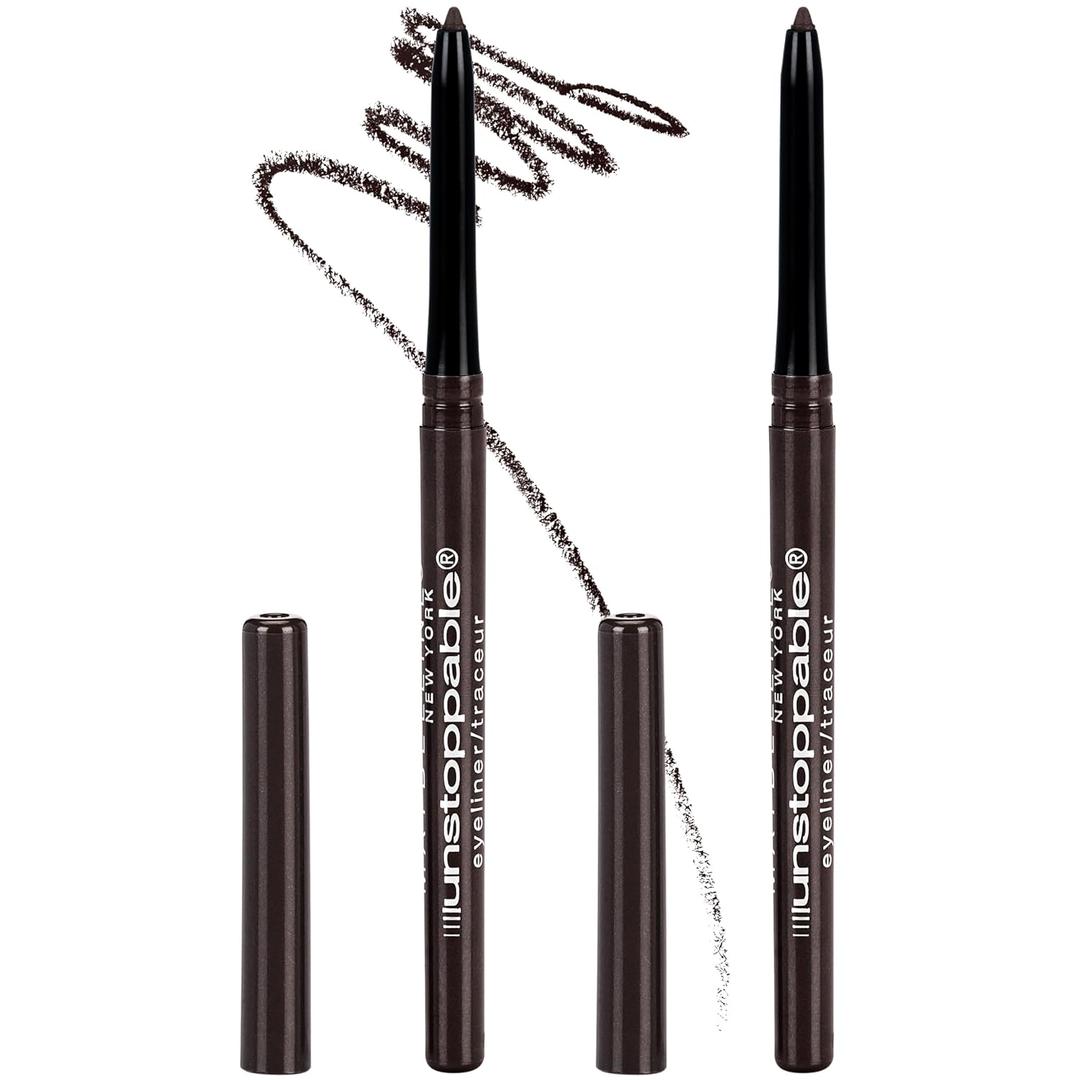 Maybelline Unstoppable Waterproof Mechanical Brown Eyeliner Pencil, Easy to Apply, Smooth Glide, Up to 24 Hour Wear, Espresso, Pack of 2