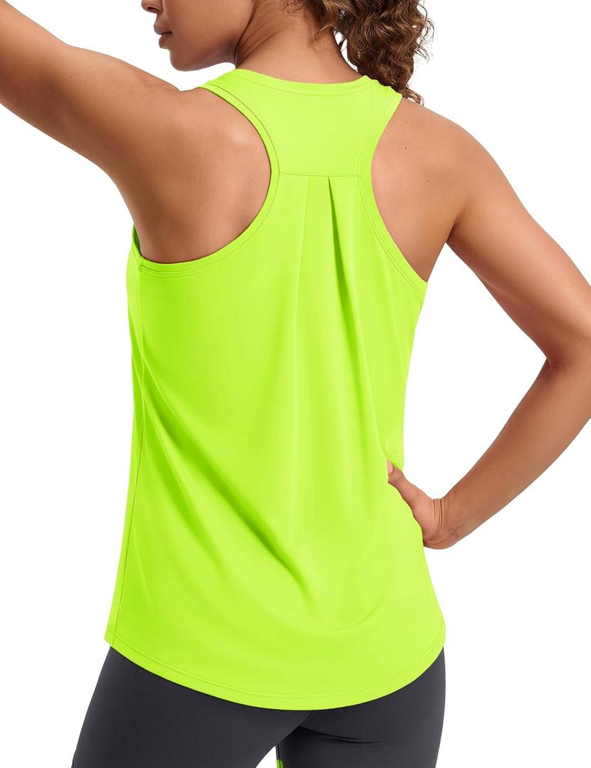 MAGCOMSEN Tank Top for Women Workout Athletic Muscle Tanks Racerback Yoga Pilates Tops Sleeveless Running Gym Sports Tank (Medium, Fluorescent Green)