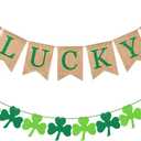 St. Patrick's Day Banner Decorations 2 Pack Shamrock Decor Green Felt Garland St. Pattys Day Party Decor for Home Saint Patricks Day Decorations Burlap Lucky Banner