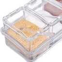 CLUQMEIK Clear Seasoning Box,3 Spice Jars Condiment Containers with Lids and 3Pcs Spoons 1Pcs Tray Seasoning Organizer for Salt, Sugar,Cardamon, Cinnamon,Cloves,Mustard,Nutmeg,Pepper and Tumeric