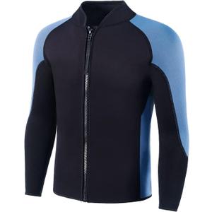 Wetsuit Top Men,2mm Mens Wetsuit Top 3mm Long Sleeve Wetsuit Jacket Men Front Zip Warm Wets Suit Jackets for Men Stretch Mens Wetsuit Top M