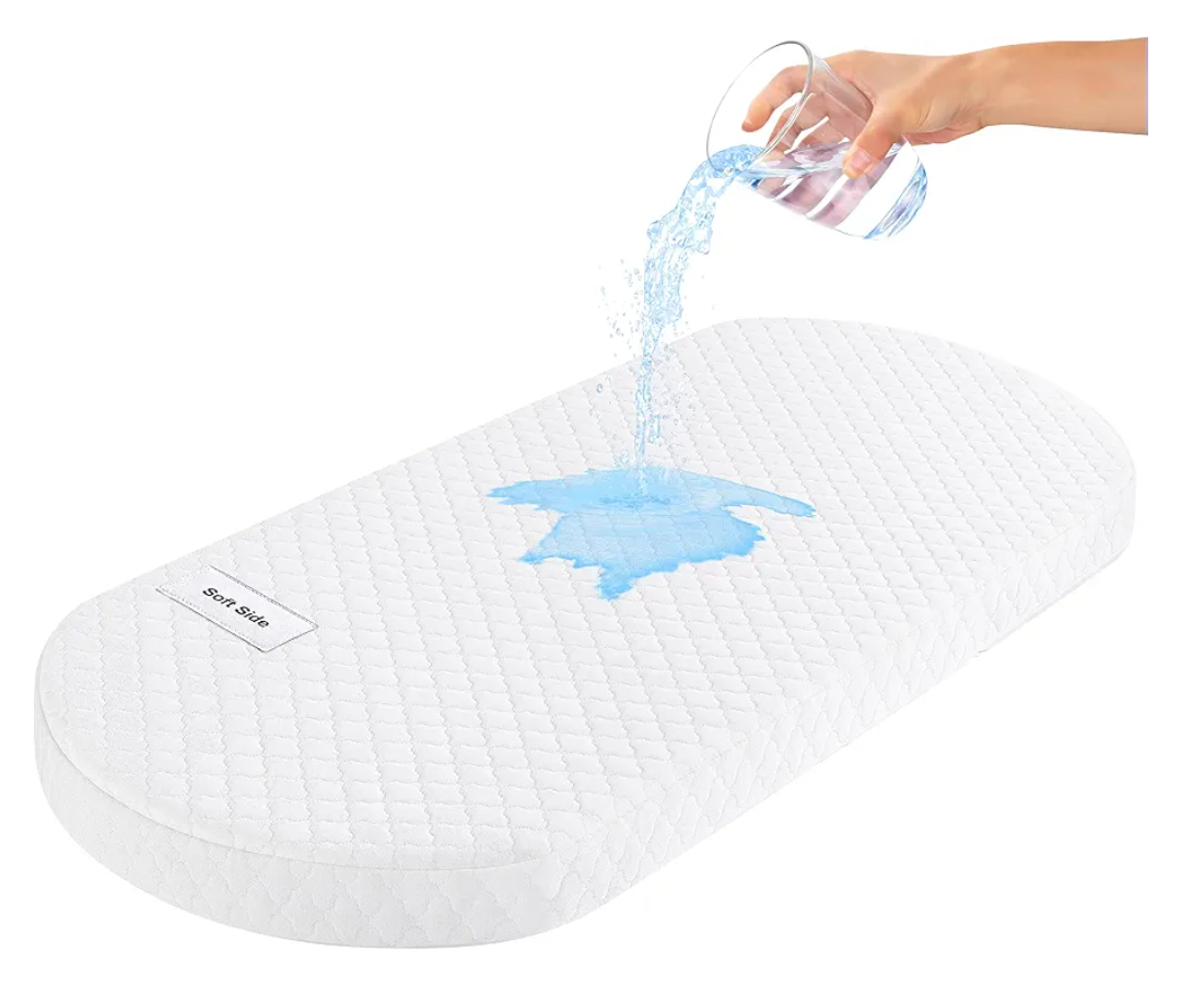 Pro Goleem Baby Bassinet Mattress, Breathable Waterproof Soft Cover Gel Memory Foam, Compatible with Dream On Me Lacy Portable 2-in-1, Oval 30"x15" Dual Side Cradle Pad