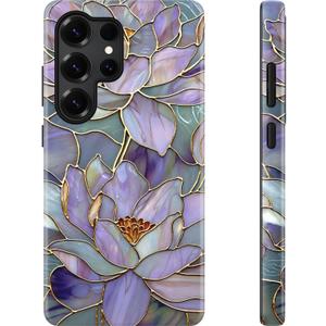 Esdot for Samsung Galaxy S25 Ultra Case - Wireless Charging Compatible  Dual-Layer Soft Silicone + Hard Shell - Wildflower Design - Protective Phone Cover for Women Girls - Abstract Lotus