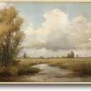 VIYYIEA Large Framed Canvas Wall Art, 20x40in, Rustic Country Landscape Art Painting for Living Room Bedroom Office, Above of Bed Neutral Retro Vintage Nature Decor, Big Horizontal Artwork