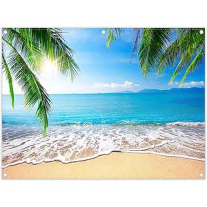 8x6ft Fabric Summer Hawaii Beach Photography Backdrop Tropical Seaside Palm Trees Background Luau Aloha Baby Shower Party Decoration Banner Photo Booth