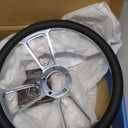 14" Inch Polished Steering Wheel Chevy Horn, 5 Hole compatible with Chevrolet Black Muscle Car"