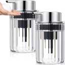 Potchen 2 Pcs Refillable Clear Foaming Hand Soap Dispenser 10 oz Plastic Dispenser Pump Lotion Foaming with Silver Pump for Bathroom Vanities Kitchen