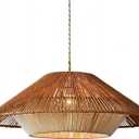 LIGHTLAND 23.6 Inch Bohemian Rattan Pendant Light, Twine Woven Chandelier, Wabi-sabi Style Handwoven Chandelier for Dining Room, Kitchen Island, Living Room