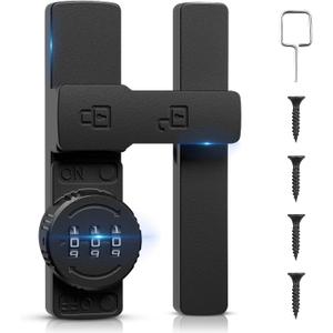 Barn Door Lock,180 Degree Flip Barn Door Locks and Gate Latches, Sliding/Bifold French Door Lock Latch for Gate Barn Garage Shed Window Cabinet Liquor 3-Digit Password Keyless,Black