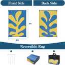 Wonnitar Abstract Outdoor Rug 6x9, Modern Coral Waterproof Reversible Plastic Straw Rug for Patio, Foldable Lightweight Outside Carpet for Deck, Balcony, RV, Beach, Blue/Yellow