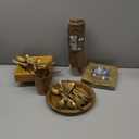 350 Pcs Gold Plastic Plates For Party, Gold Disposable Plates Set, 50 Of Each 9" Dinner Plate Set, 7" Dessert Plate, Cups, Napkins & Cutlery Plastic Dinnerware Exquisite