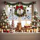 16 Pcs Christmas Ceiling Hanging Decorations Large Christmas Ball Ornaments Flocked Velvet Balls, Brown Beige Green Neutral 2.4 Inches Shatterproof DIY with Hook and Fishing Line for Wall Tree Garland