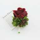 2 x MAFELOE Boutonniere Corsage Set, Artificial Flowers Accessories for Wedding Prom Party Homecoming Celebration Suit Decorations-2 Pieces Burgundy+Green
