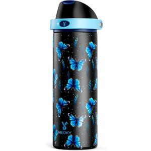 24 oz Insulated Water Bottle for Women: Meoky Glow in the Dark Water Bottle with 2-in-1 Straw and Spout Lid - Leak Proof, Cold for 24 Hours, Fits in Car Cup Holder, BPA-Free for Sports Travel, Moonlit