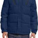 HFX Men's Hooded Jacket with Zipped Chest Pockets, Water and Wind Resistant (Midnight)