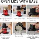 Electric Jar Opener for Seniors with Arthritis, TFCC & Weak Hands Black | Patented Power-Grip Auto-Tighten Manual Lid Opener, Rechargeable 2-in-1 Jar & Bottle Opener with Storage Hook & Non-Slip Pad