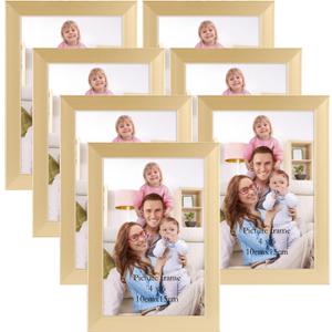 Giftgarden 4x6 Picture Frame Gold Set of 7, Multi Modern 4 x 6 Frames for Wall or Tabletop Display, Golden