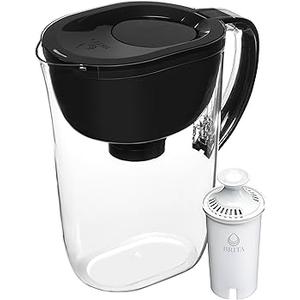 Brita Large Water Filter Pitcher for Tap and Drinking Water with SmartLight Change Indicator, Includes 1 Standard Filter, BPA-Free, Lasts 2 Months, 10-Cup Capacity, Stretch Limo Black