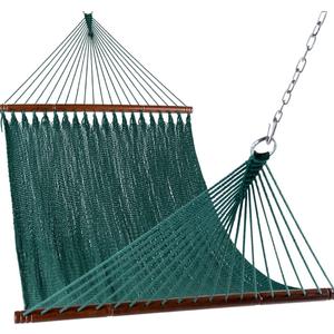 Lazy Daze Hammocks 10.5 FT Double 2 Person Caribbean Rope Hammock, Hand Woven Polyester Hammock with Spreader Bars, for Outside Outdoor Backyard Patio Poolside,450 LBS Capacity