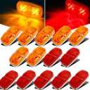 Partsam 14x Trailer RV Marker LED Light Double Bullseye 10 Diodes Clearance Light Red/Amber,[DOT Approved] 4x2 Tiger Eye/Double Bubble 12V Rectangular LED Side Marker Light Surface Mount Camper Truck