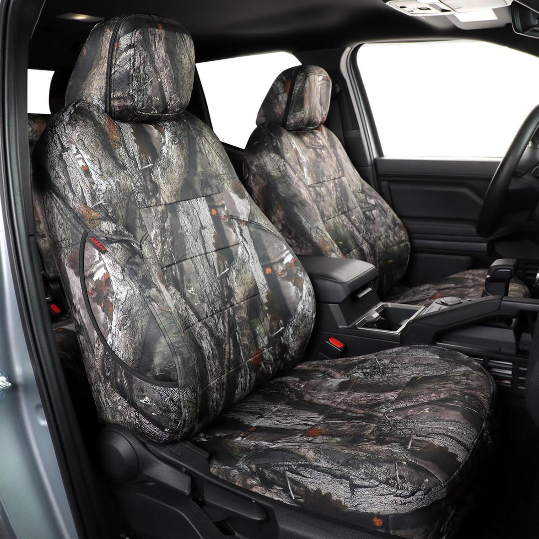 Custom Fit Tacoma Camo Seat Covers for Select Toyota Tacoma (Petrol) 2024-2026 Double cab SR,SR5,TRD Sport,TRD Off-Road,Limited Camouflage Seat Covers -Full Set(Neoprene Jungle Camouflage)