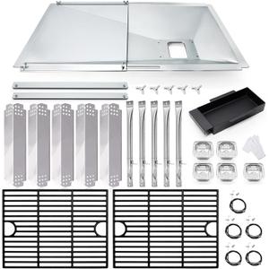 Grill Grease Tray Replacement Parts for Nexgrill 720-0888S, 720-0830X, Adjustable Drip Pan, Cooking Grid Grates, Heat Plates, Burner Tubes and Igniters Kits for Nexgrill 5 Burner & Nexgrill 4 Burner.