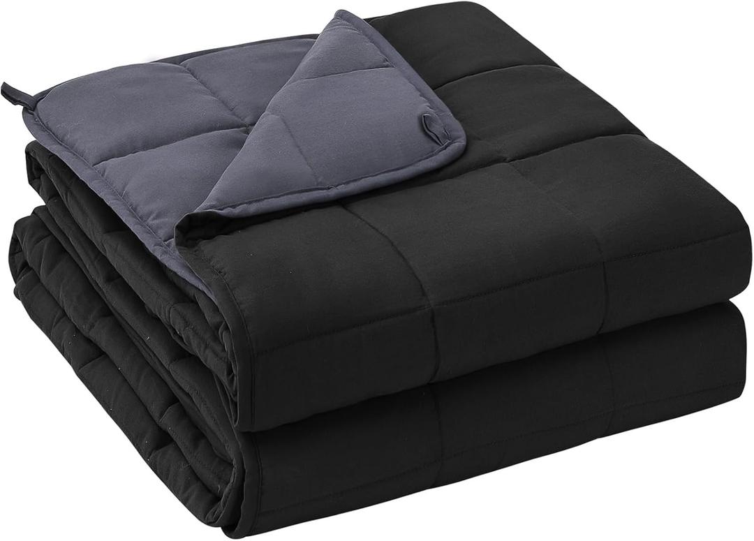 yescool Weighted Blanket for Adults (20 lbs, 60" x 80",Grey& Black) Cooling Heavy Blanket for Sleeping Perfect for 190-210 lbs, Queen Size Breathable Blanket with Premium Glass Bead, Machine Washable