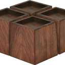 TQVAI Wood Bed Risers - Supports up to 2200 lbs - Heavy Duty Furniture Risers for Sofa Desk Couch Table, 4 Pack Bed Frame Legs Support with Non-Slip Rubber Pad, 3.5" H(Inner 3" H) - Retro Brown