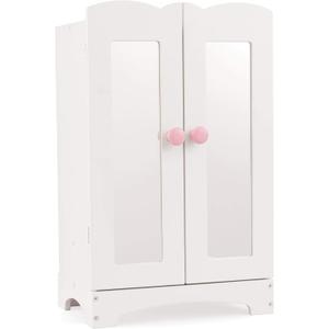 KidKraft Wooden Lil' Doll Armoire with 6 Hangers, Furniture for 18-Inch Dolls - White Gift for Ages 3+