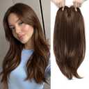 Molefi Hair Toppers for Women with Thinning Hair,18 Inch Long Layered Toppers, Add Volume Synthetic Wiglets Pieces For Women 6.5"x6.5"Large Base for Daily Use (Brown with Ash Brown Highlights)