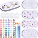 MotiMind 4 Set Jewelry Tray Ceramics to Paint Ready to Paint Your Own Ceramic Ring Dish Holder DIY Unpainted Plaster Trinket Dish Paintable Tray Crafts with Brush Palette for Adults(Oval Shape)