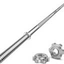 55" Weight Lifting Bar, 1" Standard Straight Barbell Bars for Weight lifting, Olympic Barbell Bar for Bench Press/Hip Thrusts/Squats/Lunges for Gym and Home, 2 Star Star-nuts (480lb Weight Capacity) (Silver)