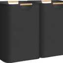 STORAGE MANIAC 2-Pack Large Laundry Hamper, 100L (26.4 Gal) Collapsible Laundry Basket with Bamboo Handles, Freestanding Waterproof Clothes Hamper for Laundry Room, Bedroom, Dorm, Towels, Toys, Black