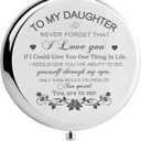 GAOLZIUY Daughter Gifts from Mom, Silver Daughters Compact Mirror, Birthday Gifts for Daughter from Mother for Daughters Birthday, Graduation Wedding Anniversary Christmas