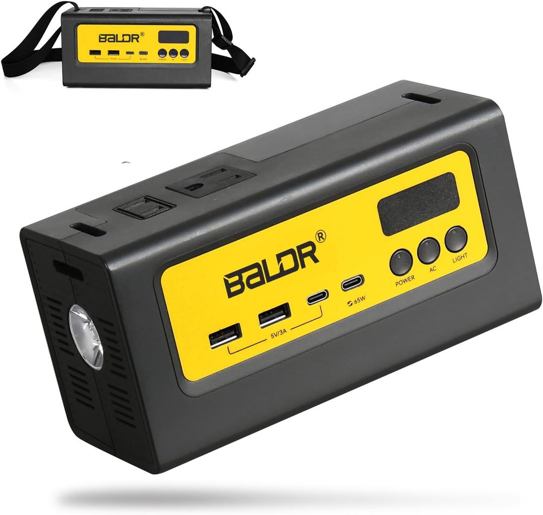 BALDR Portable Power Station 28000mAh, 90Wh LiFePO4 Battery Backup Camping Solar Generator Fast Charging with AC Outlet 150W Peak Power Bank for Home Backup Outdoor Emergency (100W)