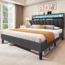 DWVO Full Size Bed Frame with Storage Headboard