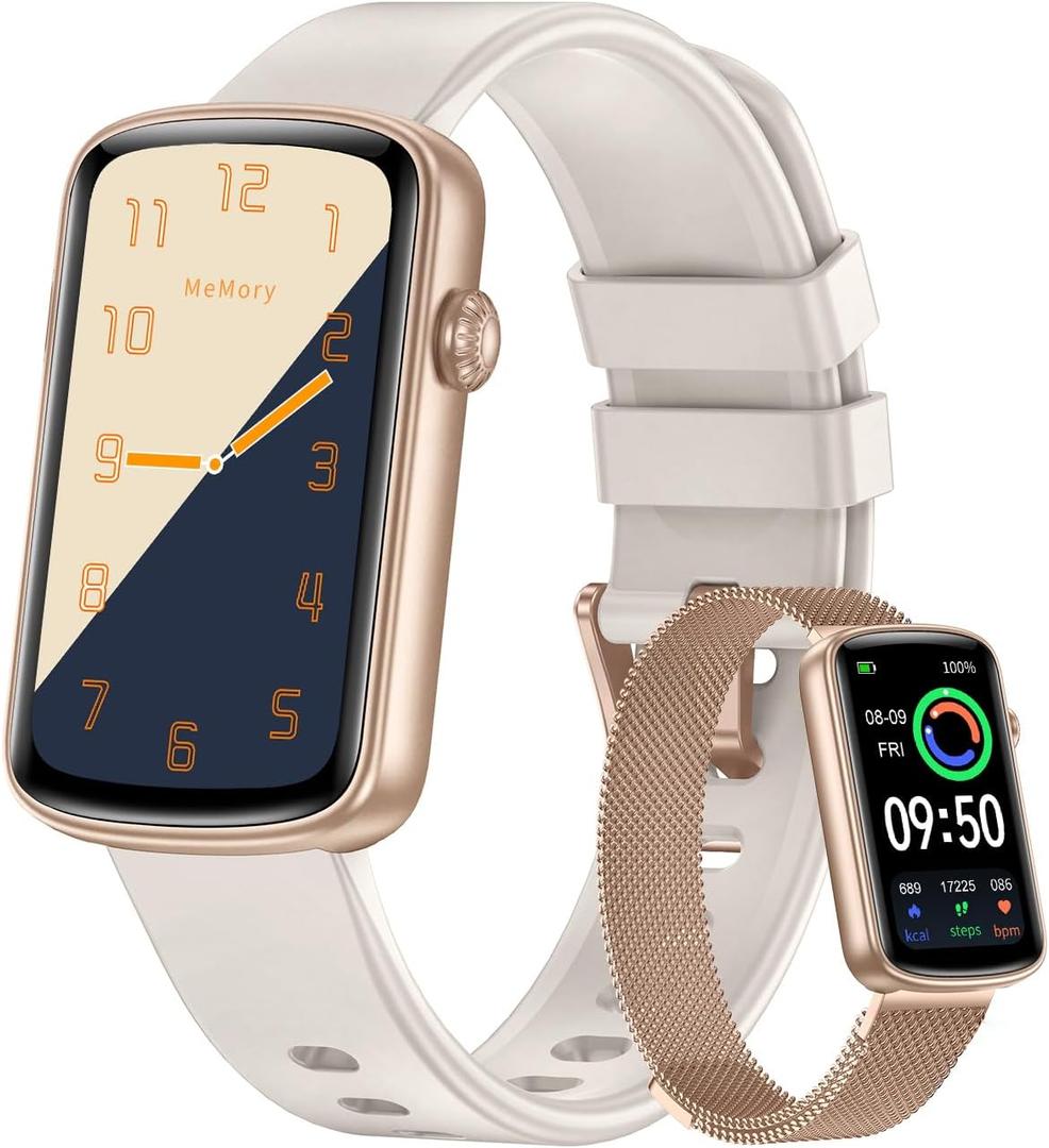 RUIMEN Fitness Tracker, Fitness Watches for Women Men with Heart Rate Monitor Blood Oxygen Sleep Tracker Pedometer, 1.47" Smart Watch Step Calorie Counter for Android iOS IP68 Waterproof (Starlight)