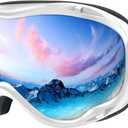 ZIONOR Lagopus B1 Ski Goggles OTG Anti fog Snow Goggles UV Protection Snowboard Goggles for Men Women Adult Youth (A Vlt 8.6% Silver Lens White Frame)