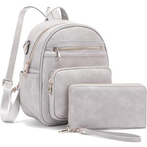 Idesort Small Backpack Purse for Women Girls Cute Backpacks Purse set with Wallet Convertible Shoulder bag (Grey)