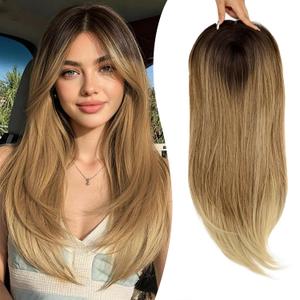 Isaic Hair Toppers for Women 24 Inch Synthetic Hair Pieces, 360° Clips In and Adjustable Bandage Layered Toppers, Toppers Hair Pieces Add Volume for Thinning Hair and Daily Use (Ombre Blonde)