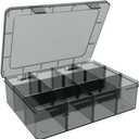 Plastic Organizer Box, 12 Grids Clear Bead Organizer Compartment Box with Removable Dividers for Tackle box,Parts, Earring Container Tool Fishing Hook Hair Accessories,8.8" L x 6.7" W x 2" H (gray)