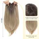 PANEWAY Hair Topper With Bangs 18inch Toppers With 6.5 6.5 Large Base Long Straight Layered Premium Synthetic Hair Pieces For Women-Ombre Blonde With Dark Root