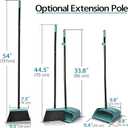 JEHONN Broom with Dustpan Combo Set, Long Handle Lightweight Indoor Broom Set, Upright Standing Dust Pan with Comb Teeth Store Sweep Set for Home Room Kitchen Office Lobby (Grey-Green)