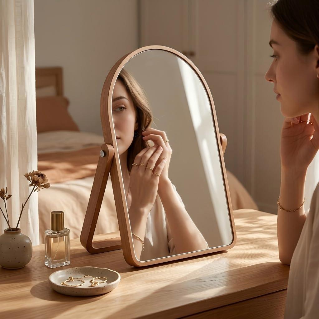 ZOROSY Table Desk Vanity Mirrors for Girl- Portable Folding Makeup Mirrors, Wall-Mounted Mirrors for Living Room, Bathroom,Bedroom (16.5" L x 12" W)