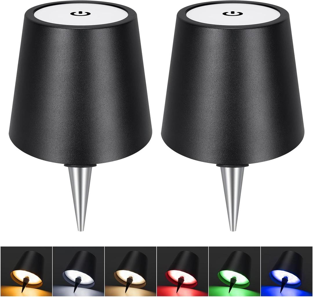 DUSKTEC Wireless Bottle Lampshade, 8 RGB Light Modes, Light Temperature 3000-6500K, Rechargeable Touch Bottle Lamp, Portable Wireless Bottle Lamp, Bar Lights, Party, Gift (Black, 2PCS)