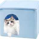 PatiencET Cat Cooling House, Foldable Cooling Outdoor Cat House Weatherproof, Insulated Air Conditioned Cat Dog House for Indoor Outdoor Cats, Feral Cat House for Summer with Reusable Ice Pack