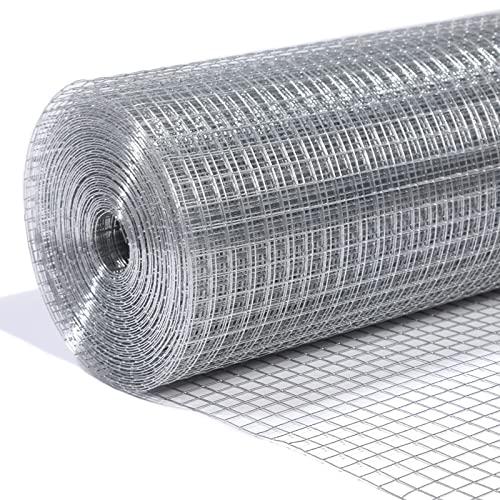 LAN JIA 1/2inch Galvanized Hardware Cloth 24" x 50' 19 Gauge Hot-Dip Galvanized After Welding Chicken Wire Raised Garden Bed Plant Supports Poultry Netting Chicken Wire Fence Wire Mesh Roll