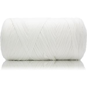 400g T Shirt Yarn, Tshirt Crochet Yarn for Crocheting Bag/Craft Project/Home Decor, 14.1oz/400g, 120yd/110m Crochet with Polyester Spandex Blend Stretch Fabric(White)