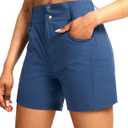Viodia Women's 5" Hiking Golf Shorts with Pockets High Waist Stretch Cargo Short Shorts for Women Casual Summer (S, Dark Blue)